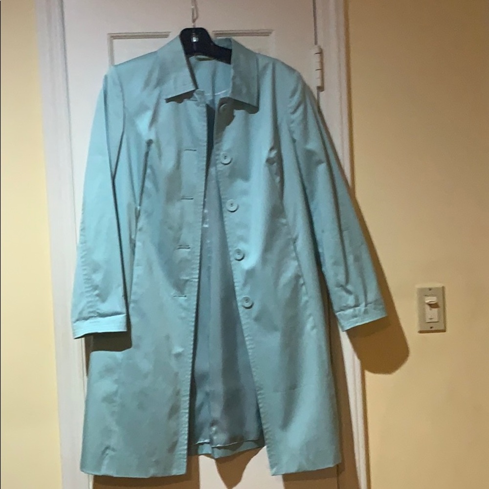 Sky blue Sigrid Olsen blue trench coat in large